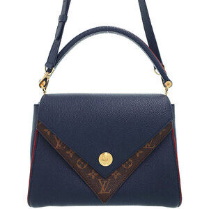 Louis Vuitton Grained Calfskin Monogram Double V 2way handbag Blue